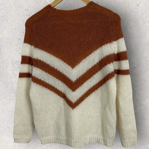 Sezane Joy Jumper Sweater Mohair Merino Wool Brown Ecru Size Small French Knit S - Picture 7 of 16